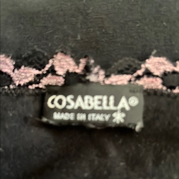 Cosabella Black top with Pink Floral Trim - Picture 6 of 7